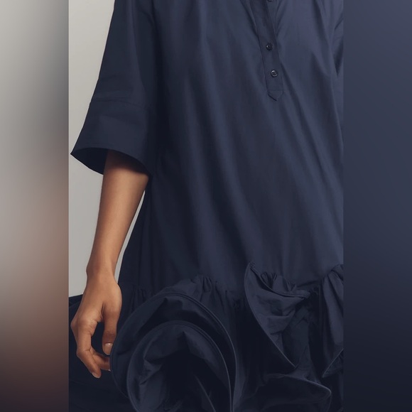 Anthropologie Maeve Short-Sleeve Collared 3D Ruffle Mini Dress, Size M - Picture 4 of 12